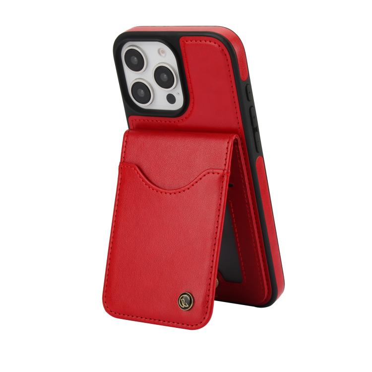 For iPhone 16 Pro Max AwQuer Vertical Flip Card Bag Holder Leather Phone Case(Red) - iPhone 16 Pro Max Cases by Awquer | Online Shopping UK | buy2fix