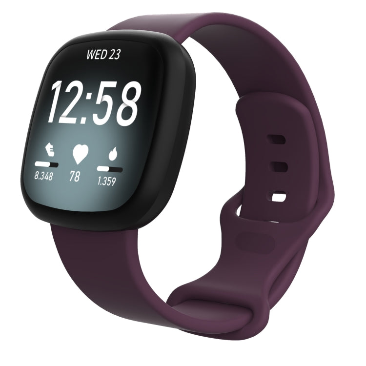 For Fitbit Versa 4 / Versa 3 / Sense 2 / Sense Silicone Watch Band, Size: L(Deep Purple) - Watch Bands by buy2fix | Online Shopping UK | buy2fix