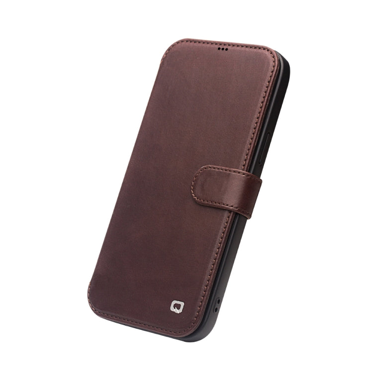 For iPhone 12 / 12 Pro QIALINO Business Magnetic Horizontal Flip Leather Case with Card Slots & Wallet(Dark Brown) - iPhone 12 / 12 Pro Cases by QIALINO | Online Shopping UK | buy2fix