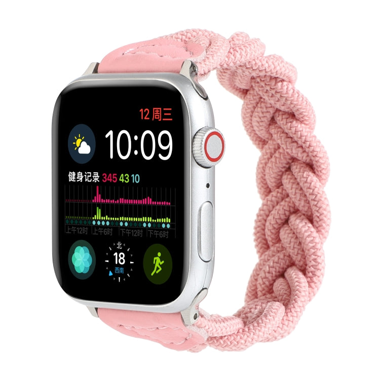 Elastic Woven Watch Band For Apple Watch Ultra 49mm&Watch Ultra 2 49mm / Series 9&8&7 45mm / SE 3&SE 2&6&SE&5&4 44mm / 3&2&1 42mm, Length:120mm(Pink) - Watch Bands by buy2fix | Online Shopping UK | buy2fix