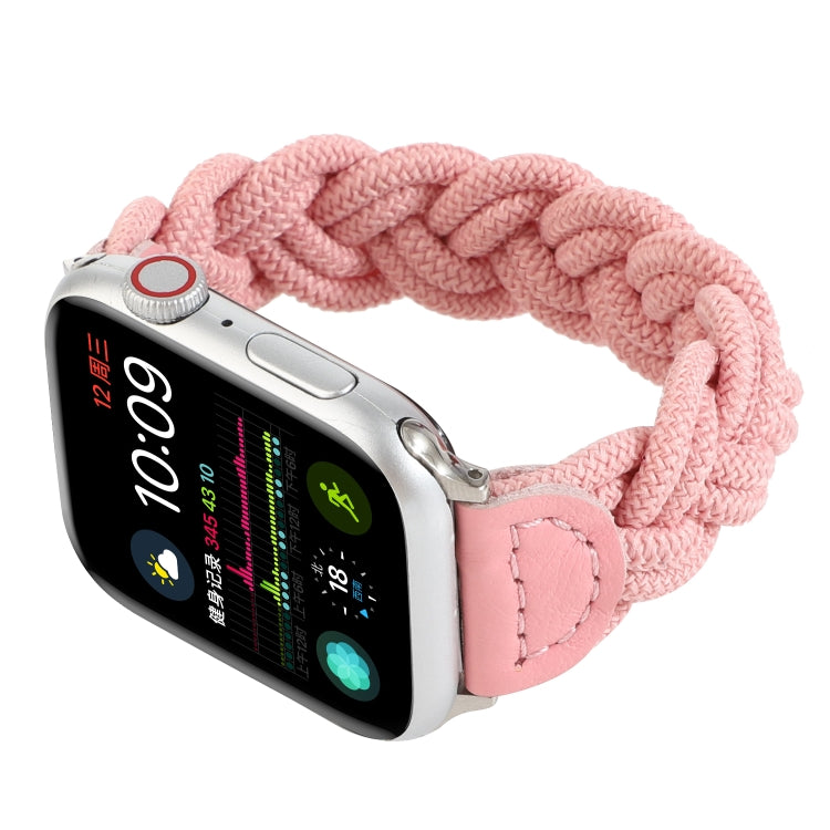 Elastic Woven Watch Band For Apple Watch Ultra 49mm&Watch Ultra 2 49mm / Series 9&8&7 45mm / SE 3&SE 2&6&SE&5&4 44mm / 3&2&1 42mm, Length:120mm(Pink) - Watch Bands by buy2fix | Online Shopping UK | buy2fix