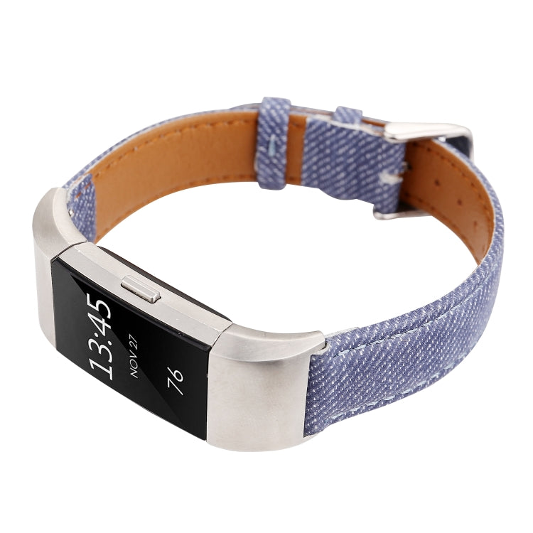 For Fitbit Charge 2 Cowboy Texture Leather Watch Band(Dark Blue) - Watch Bands by buy2fix | Online Shopping UK | buy2fix