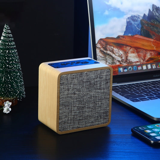 Q4 Wooden Fabric Bluetooth Speaker, Support TF Card & 3.5mm AUX(Yellow) - Desktop Speaker by buy2fix | Online Shopping UK | buy2fix