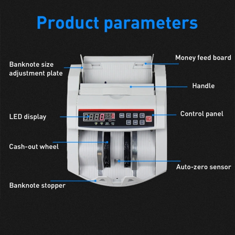 2108UV/IR 110V Portable Multi-Currency Money Counter, Specification: US Plug - Currency Counter by buy2fix | Online Shopping UK | buy2fix