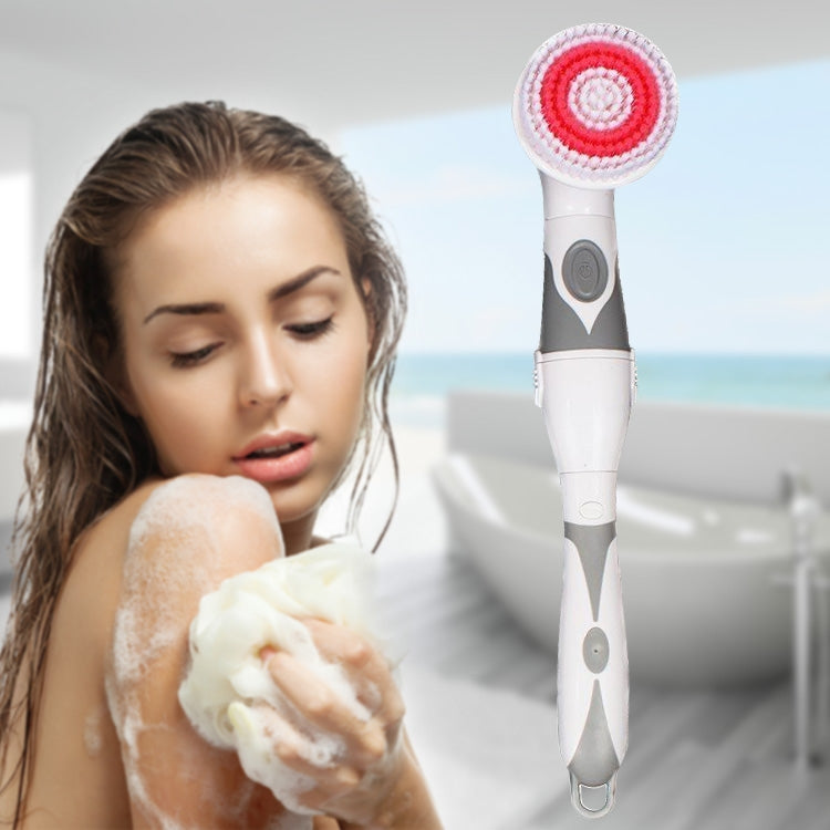 Multi-function Electric Waterproof Bath Cleansing Brush Long-handled Massage Brush, with 4 Brush Heads(Grey) - Bath Brushes & Sponges by buy2fix | Online Shopping UK | buy2fix