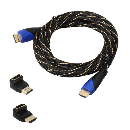 3m HDMI 1.4 Version 1080P Woven Net Line Blue Black Head HDMI Male to HDMI Male Audio Video Connector Adapter Cable with 2 Bending HDMI Adapter Set - Cable by buy2fix | Online Shopping UK | buy2fix