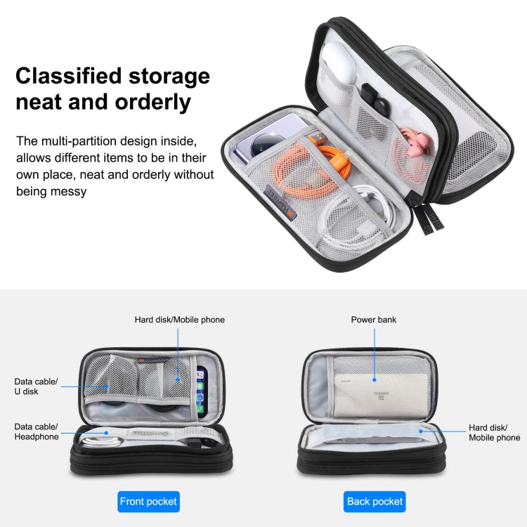 HAWEEL Electronic Organizer Double Layers Storage Bag for Cables, Charger, Power Bank, Phones, Earphones(Black) - Digital Storage Bag by HAWEEL | Online Shopping UK | buy2fix