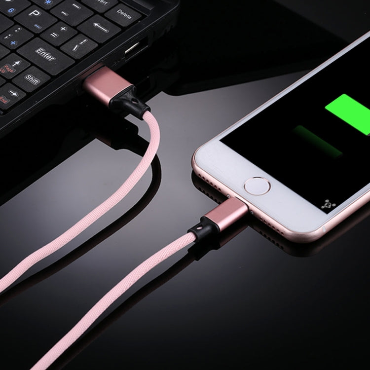 1m 2A USB to 8 Pin Nylon Weave Style Data Sync Charging Cable(Pink) - Normal Style Cable by buy2fix | Online Shopping UK | buy2fix