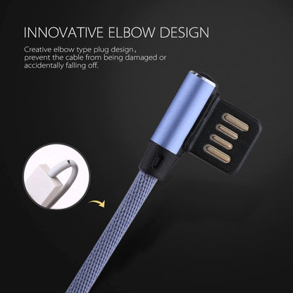 1m 2.4A Output USB to 8 Pin Double Elbow Design Nylon Weave Style Data Sync Charging Cable(Blue) - Normal Style Cable by buy2fix | Online Shopping UK | buy2fix