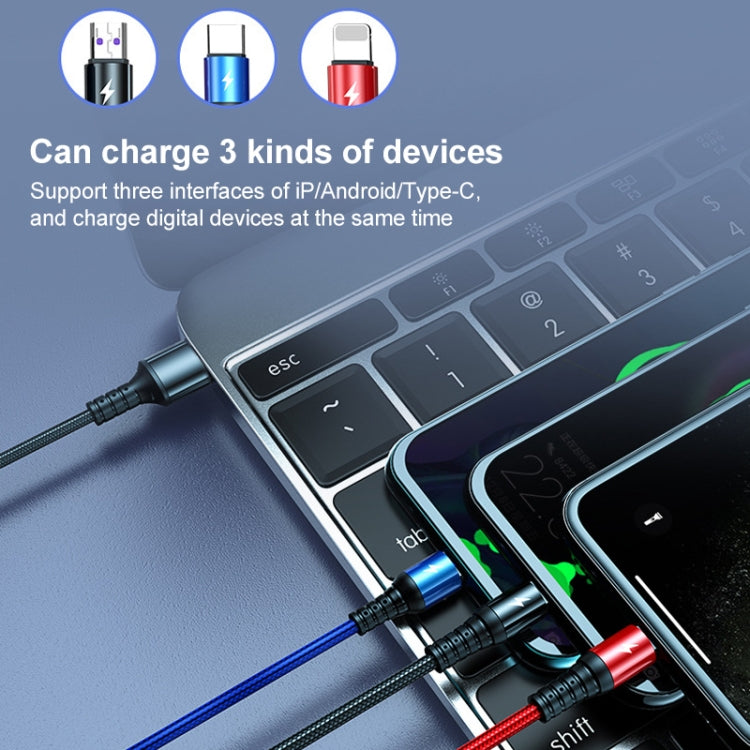 K061 1.2m 5A 3 in 1 USB to 8 Pin + USB-C / Type-C + Micro USB Round Fast Charging Data Cable - Multifunction Cable by buy2fix | Online Shopping UK | buy2fix