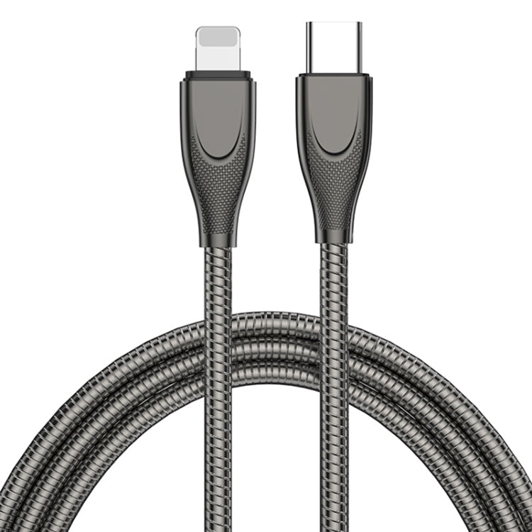 ADC-009 USB-C / Type-C to 8 Pin Zinc Alloy Hose Fast Charging Data Cable, Cable Length: 1m (Gun Metal) - 2 in 1 Cable by buy2fix | Online Shopping UK | buy2fix