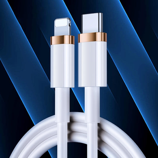 USAMS US-SJ485 U63 Type-C / USB-C to 8 Pin PD 20W Smooth Aluminum Alloy Fast Charging Data Cable, Length: 2m (White) - Normal Style Cable by USAMS | Online Shopping UK | buy2fix