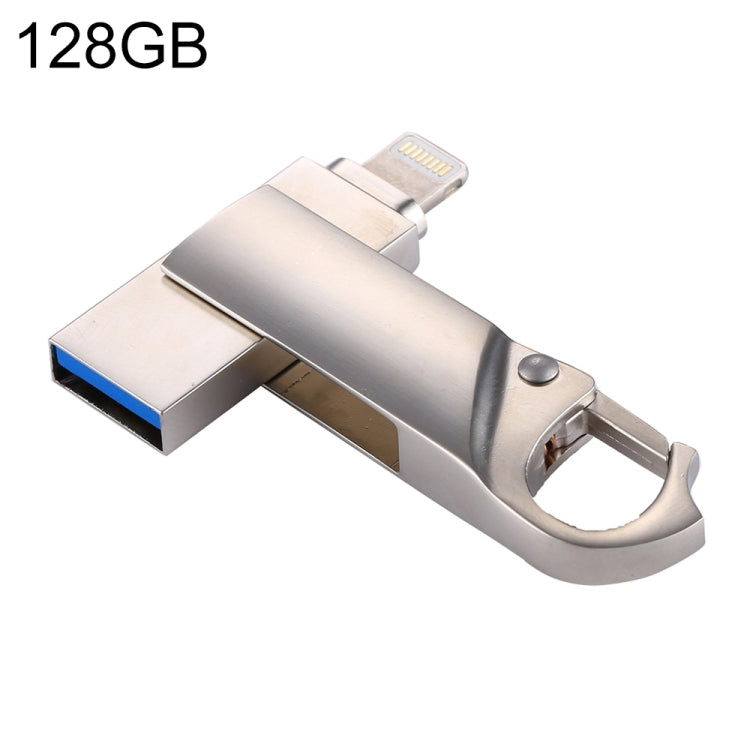 RQW-10F 2 in 1 USB 2.0 & 8 Pin 128GB Keychain Flash Drive - U Disk & Card Reader by buy2fix | Online Shopping UK | buy2fix