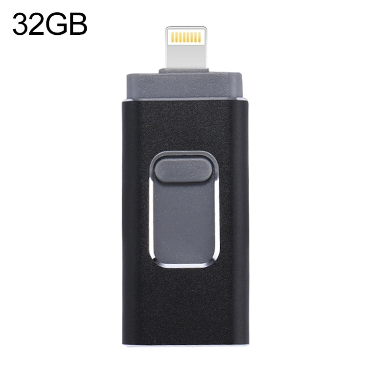 easyflash RQW-01B 3 in 1 USB 2.0 & 8 Pin & Micro USB 32GB Flash Drive(Black) - U Disk & Card Reader by buy2fix | Online Shopping UK | buy2fix