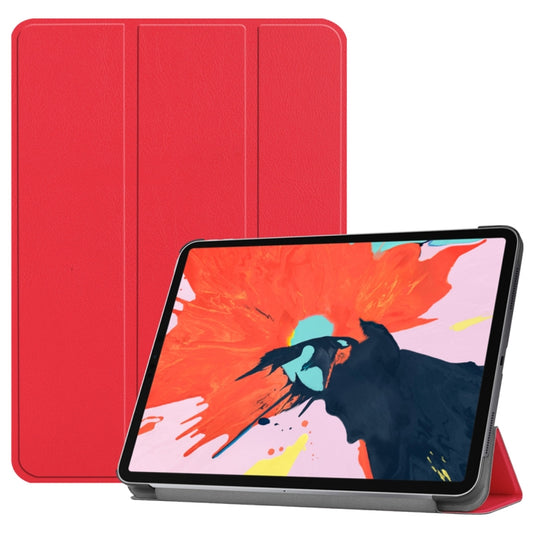 Custer Texture Horizontal Flip PU Leather Case for iPad Air 13 2024 / iPad Pro 12.9 inch (2018), with Three-folding Holder & Sleep / Wake-up Function(Red) - iPad Pro 12.9 (2018) Cases by buy2fix | Online Shopping UK | buy2fix