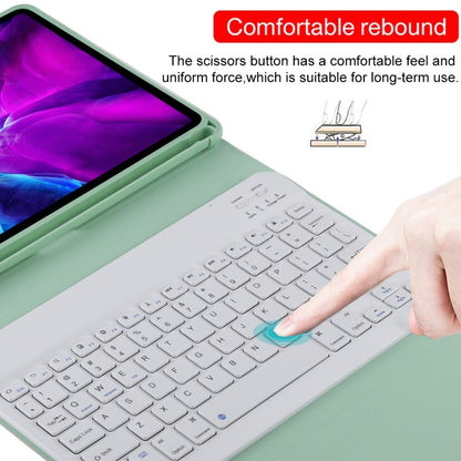 TG11B Detachable Bluetooth White Keyboard + Microfiber Leather Tablet Case for iPad Pro 11 inch (2020), with Pen Slot & Holder (Green) - For iPad Pro by buy2fix | Online Shopping UK | buy2fix