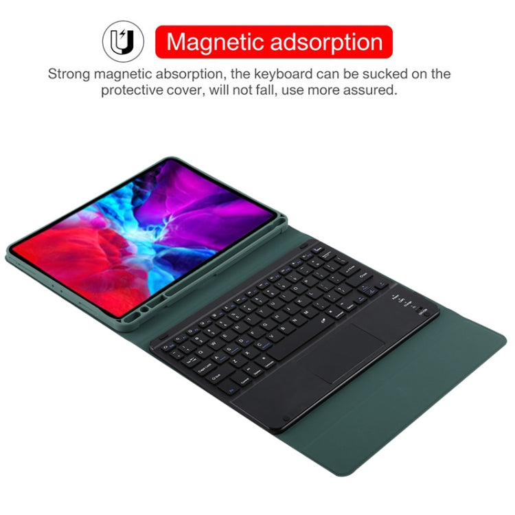 TG11BC Detachable Bluetooth Black Keyboard Microfiber Leather Tablet Case for iPad Pro 11 inch (2020), with Touchpad & Pen Slot & Holder (Dark Green) - For iPad Pro by buy2fix | Online Shopping UK | buy2fix