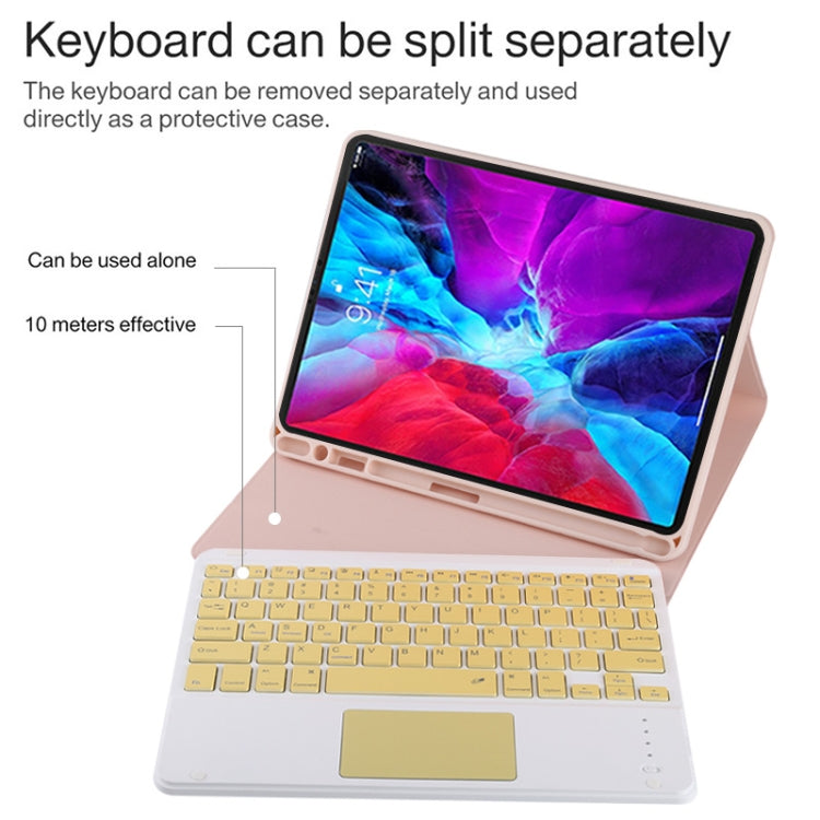 TG11BC Detachable Bluetooth Yellow Keyboard Microfiber Leather Tablet Case for iPad Pro 11 inch (2020), with Touchpad & Pen Slot & Holder (Pink) - For iPad Pro by buy2fix | Online Shopping UK | buy2fix