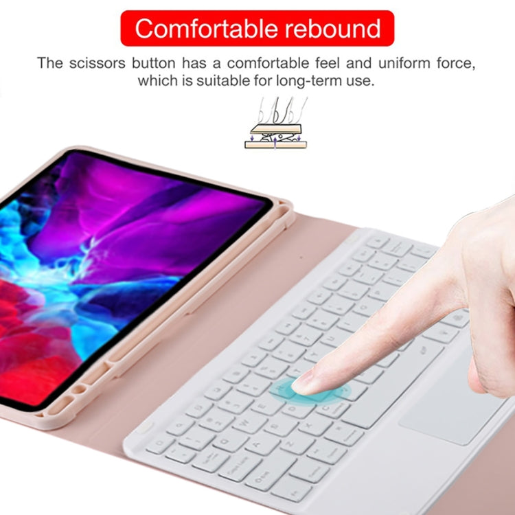 TG11BCS Detachable Bluetooth White Keyboard Microfiber Leather Tablet Case for iPad Pro 11 inch (2020), with Backlight & Touchpad & Pen Slot & Holder (Pink) - For iPad Pro by buy2fix | Online Shopping UK | buy2fix