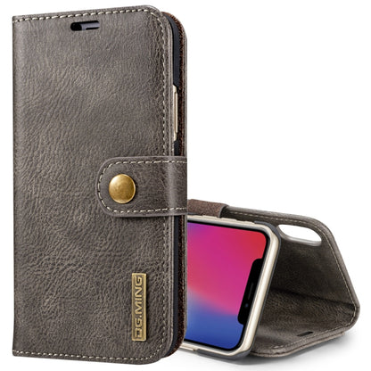 For iPhone X / XS DG.MING  Crazy Horse Texture Horizontal Flip Detachable Magnetic Protective Case with Holder & Card Slots & Wallet(Grey) - More iPhone Cases by DG.MING | Online Shopping UK | buy2fix