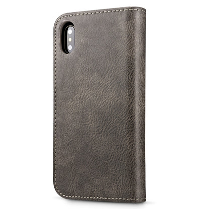 For iPhone X / XS DG.MING  Crazy Horse Texture Horizontal Flip Detachable Magnetic Protective Case with Holder & Card Slots & Wallet(Grey) - More iPhone Cases by DG.MING | Online Shopping UK | buy2fix