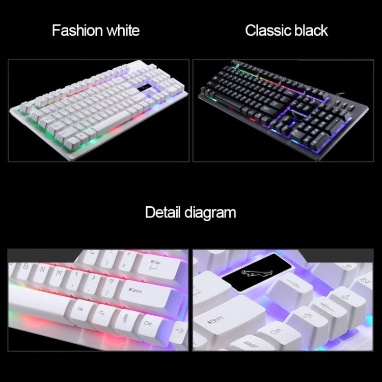 ZGB G20 1600 DPI Professional Wired Glowing Mechanical Feel Suspension Keyboard + Optical Mouse Kit for Laptop, PC(White) - Wired Keyboard by buy2fix | Online Shopping UK | buy2fix