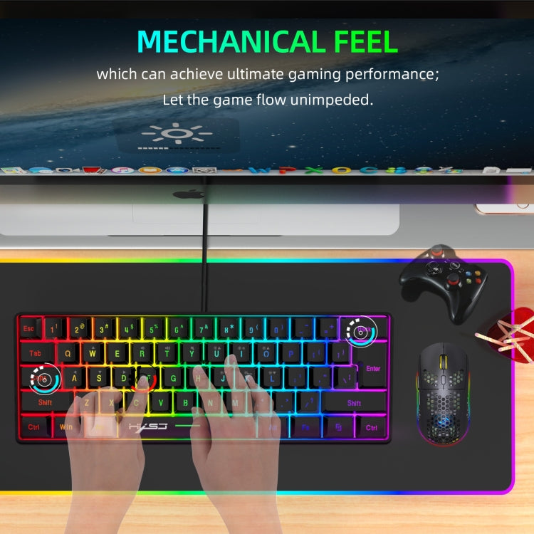 HXSJ V700B+A867 Wired RGB Backlit Keyboard and Mouse Set - Wired Keyboard by HXSJ | Online Shopping UK | buy2fix