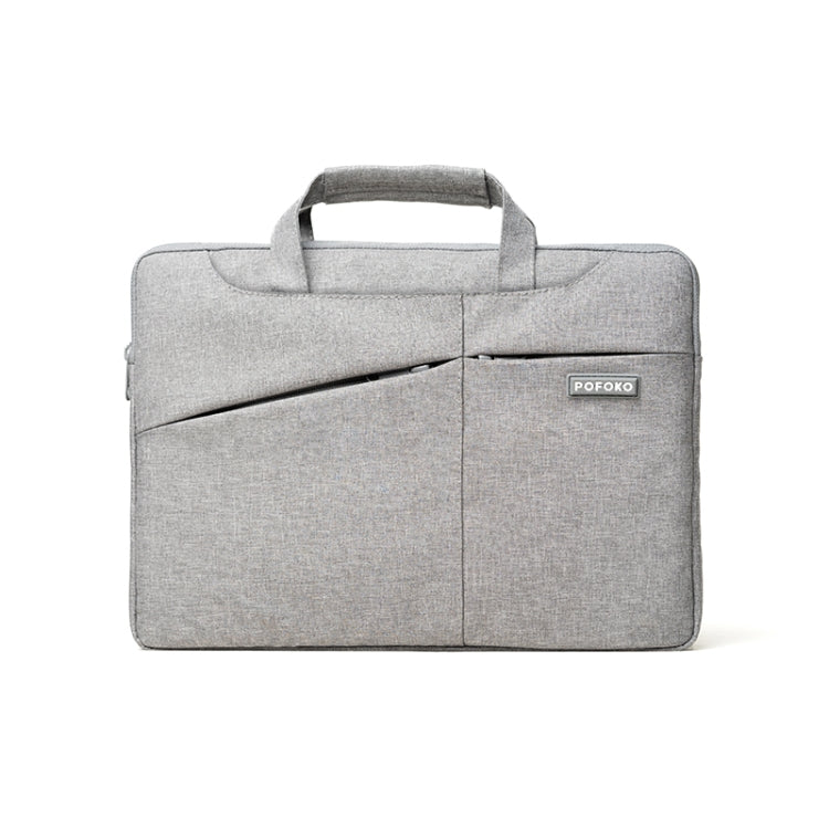 POFOKO A520 Series 14-15.4 inch Multi-functional Laptop Handbag with Trolley Case Belt (Grey) - 14.1 inch by POFOKO | Online Shopping UK | buy2fix