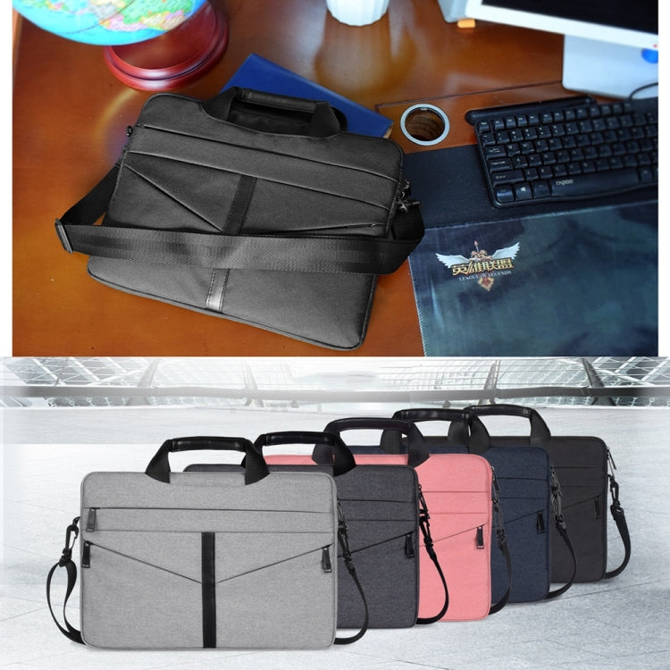 13.3 inch Breathable Wear-resistant Fashion Business Shoulder Handheld Zipper Laptop Bag with Shoulder Strap (Black) - 13.3 inch by buy2fix | Online Shopping UK | buy2fix