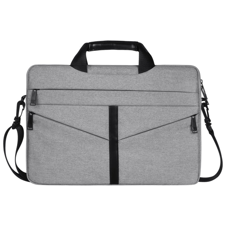 14.1 inch Breathable Wear-resistant Fashion Business Shoulder Handheld Zipper Laptop Bag with Shoulder Strap (Light Grey) - 14.1 inch by buy2fix | Online Shopping UK | buy2fix