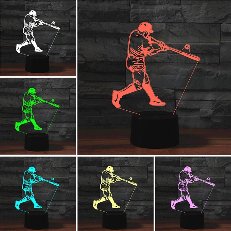 Playing Baseball Shape 3D Colorful LED Vision Light Table Lamp, Charging Touch Version - Novelty Lighting by buy2fix | Online Shopping UK | buy2fix