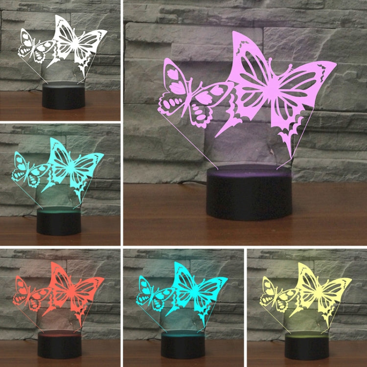 Two Butterflies Shape 3D Colorful LED Vision Light Table Lamp, Crack Remote Control Version - Novelty Lighting by buy2fix | Online Shopping UK | buy2fix