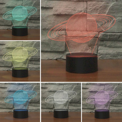 Saturn Shape 3D Colorful LED Vision Light Table Lamp, 16 Colors Remote Control Version - Novelty Lighting by buy2fix | Online Shopping UK | buy2fix