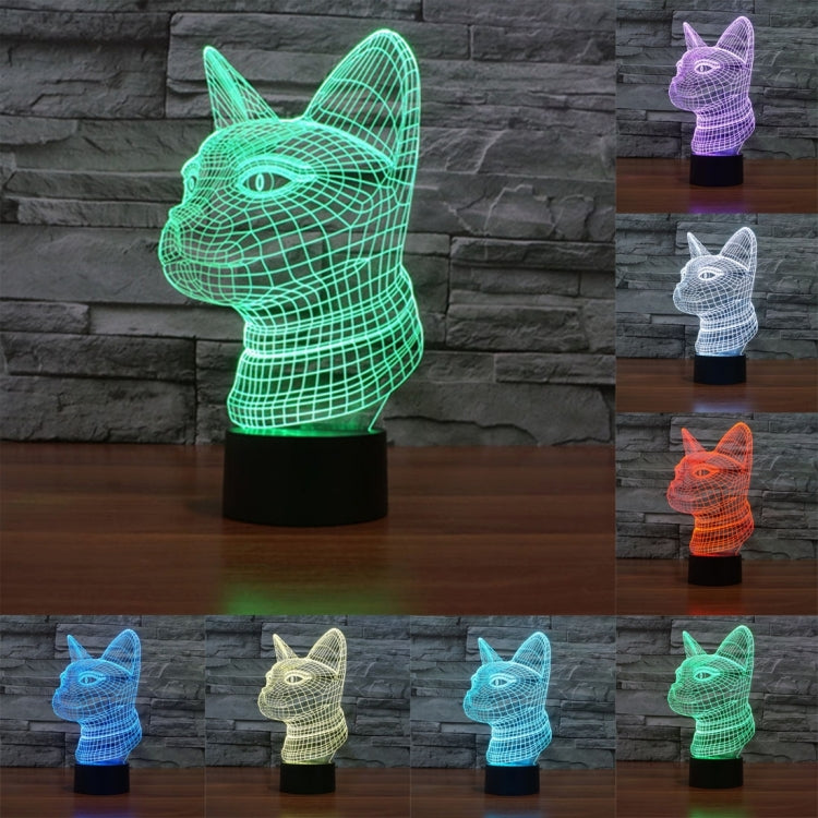 Side Face Cat Style 3D Touch Switch Control LED Light , 7 Color Discoloration Creative Visual Stereo Lamp Desk Lamp Night Light - Novelty Lighting by buy2fix | Online Shopping UK | buy2fix