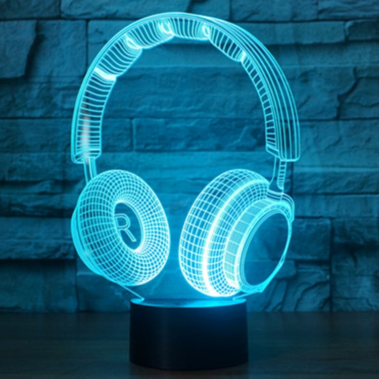 Headset Shape 3D Touch Switch Control LED Light , 7 Colour Discoloration Creative Visual Stereo Lamp Desk Lamp Night Light - Novelty Lighting by buy2fix | Online Shopping UK | buy2fix