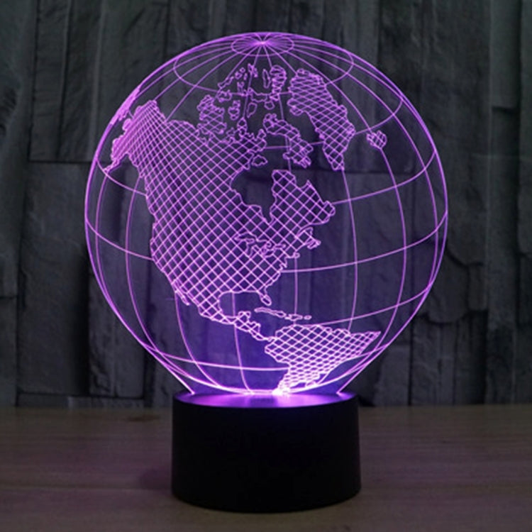 America Globe Style 3D Touch Switch Control LED Light , 7 Colour Discoloration Creative Visual Stereo Lamp Desk Lamp Night Light - Novelty Lighting by buy2fix | Online Shopping UK | buy2fix