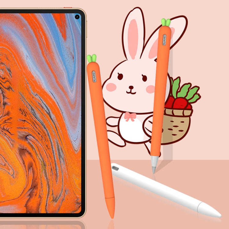 Cute Carrot Liquid Silicone Protective Cover with Pen Cap & Nib Cover for Huawei M-Pencil(Orange) - Pencil Accessories by buy2fix | Online Shopping UK | buy2fix