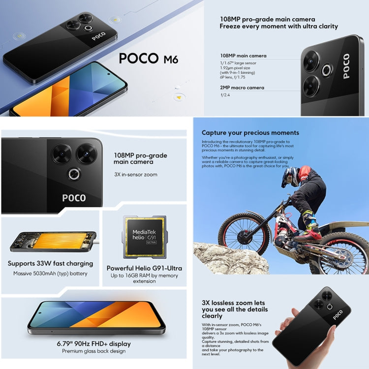 [HK Warehouse] Xiaomi POCO M6 Global, 8GB+256GB, Side Fingerprint, 6.79 inch Xiaomi HyperOS MediaTek Helio G91-Ultra Octa Core 2.0GHz, NFC, Network: 4G (Black) - Xiaomi MI by Xiaomi | Online Shopping UK | buy2fix