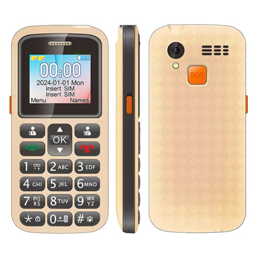 UNIWA M220 Elder Mobile Phone, 1.77 inch, 800mAh Battery, Network: 2G, SOS, LED Flashlight, FM, AU Plug (Yellow) - UNIWA by UNIWA | Online Shopping UK | buy2fix