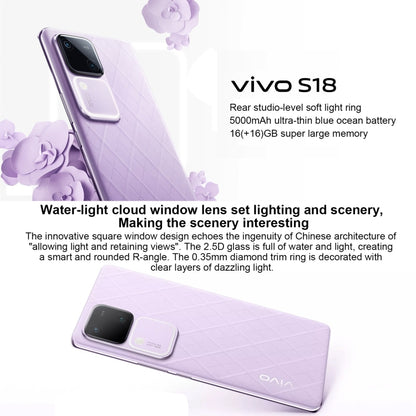 vivo S18, Dual Back Cameras, 12GB+512GB, Face ID Screen Fingerprint Identification, 6.78 inch Android 14.0 OriginOS 4 Snapdragon 7 Gen 3 Octa Core 2.63GHz, OTG, NFC, Network: 5G, Support Google Play (Blue Green) - vivo by vivo | Online Shopping UK | buy2fix