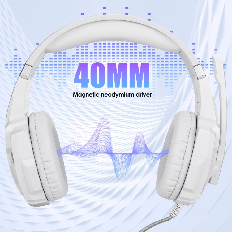 KOTION EACH G9000 3.5mm Gaming Headset with Microphone LED Light,Cable Length: About 2.2m(White) - Multimedia Headset by KOTION EACH | Online Shopping UK | buy2fix