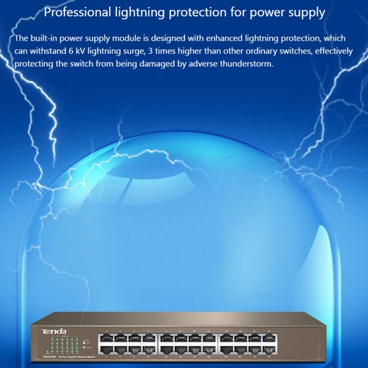 Tenda TEG1024D Desktop v7.0 24-Port Gigabit Ethernet Switch 6KV Lightning Protect - Switch by Tenda | Online Shopping UK | buy2fix