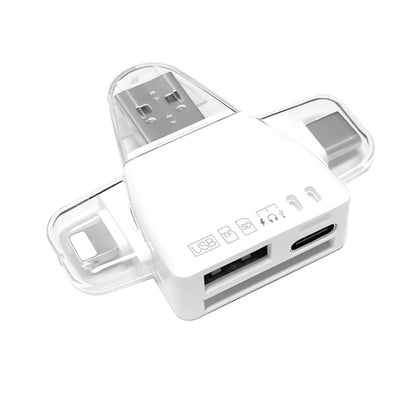 7 in 1 Card Reader USB + Type-C + 8 Pin + TF Card + SD Card + Earphone Adapter (White) -  by buy2fix | Online Shopping UK | buy2fix