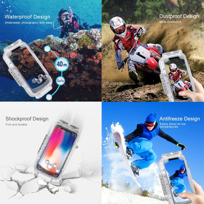 For iPhone X / XS PULUZ 40m/130ft Waterproof Diving Case, Photo Video Taking Underwater Housing Cover(Transparent) - More iPhone Cases by PULUZ | Online Shopping UK | buy2fix