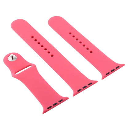 For Apple Watch Series 9&8&7 41mm / SE 3&SE 2&6&SE&5&4 40mm / 3&2&1 38mm 3 in 1 Rubber Watch Band with Pin Buckle(Hibiscus Powder) - Watch Bands by buy2fix | Online Shopping UK | buy2fix