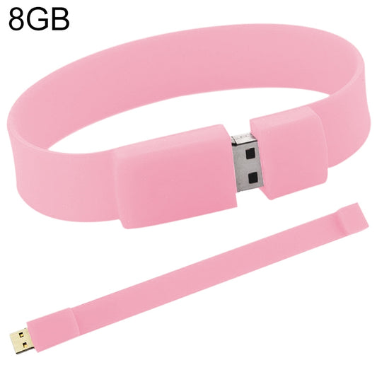8GB Silicon Bracelets USB 2.0 Flash Disk(Pink) - USB Flash Drives by buy2fix | Online Shopping UK | buy2fix