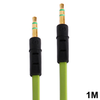 Noodle Style 3.5mm Jack Earphone Cable for iPhone 5 / iPhone 4 & 4S / 3GS / 3G / iPad 4 / iPad mini / mini 2 Retina / New iPad / iPad 2 / iTouch / MP3, Length: 1m(Green) - Cable & Splitter by buy2fix | Online Shopping UK | buy2fix