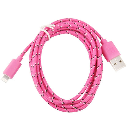 1m Nylon Netting Style USB 8 Pin Data Transfer Charging Cable for iPhone, iPad(Magenta) - Normal Style Cable by buy2fix | Online Shopping UK | buy2fix