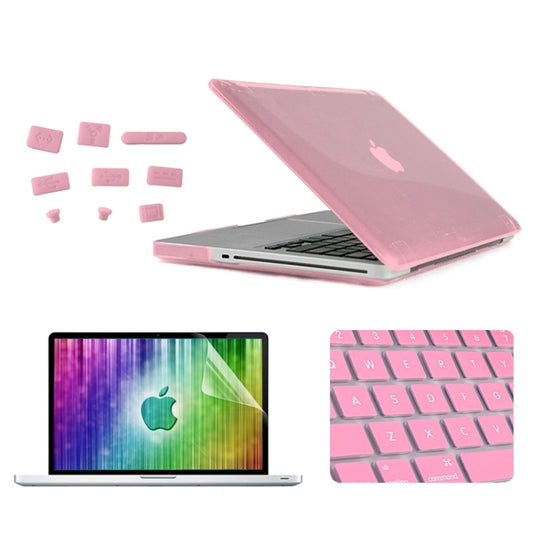 ENKAY for MacBook Pro 15.4 inch (US Version) / A1286 4 in 1 Crystal Hard Shell Plastic Protective Case with Screen Protector & Keyboard Guard & Anti-dust Plugs(Pink) - MacBook Pro Cases by ENKAY | Online Shopping UK | buy2fix