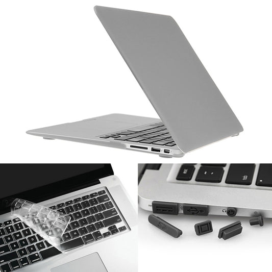 ENKAY for Macbook Air 13.3 inch (US Version) / A1369 / A1466 Hat-Prince 3 in 1 Frosted Hard Shell Plastic Protective Case with Keyboard Guard & Port Dust Plug(Silver) - MacBook Air Cases by ENKAY | Online Shopping UK | buy2fix